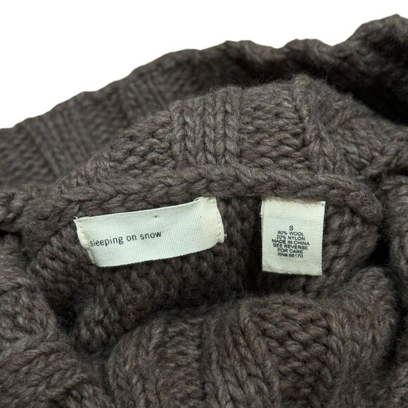 Anthropologie Sleeping on Snow Brown Chunky Tunic Snap Cardigan Sweater Sz S - Picture 3 of 8